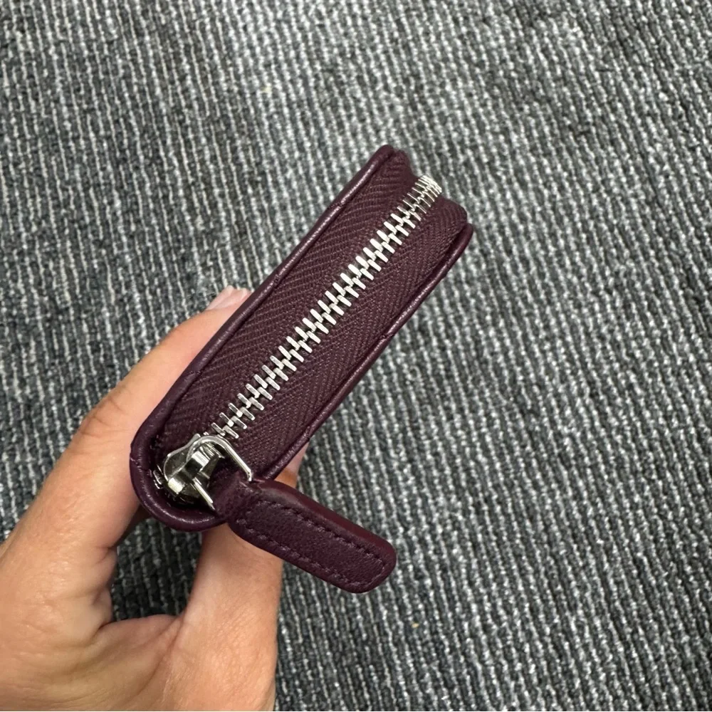 Chanel Dark Burgundy Quilted Wallet Coin Purse with Zip around  CC logo